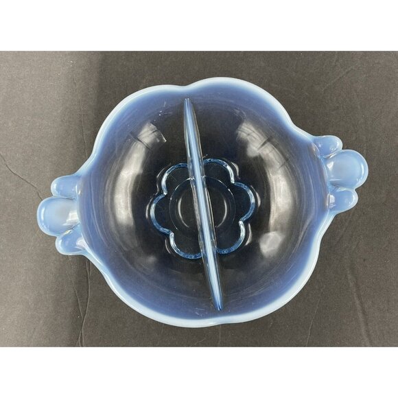 Duncan Miller Canterbury Blue Opalescent Divided Candy Nut Dish - Picture 7 of 7
